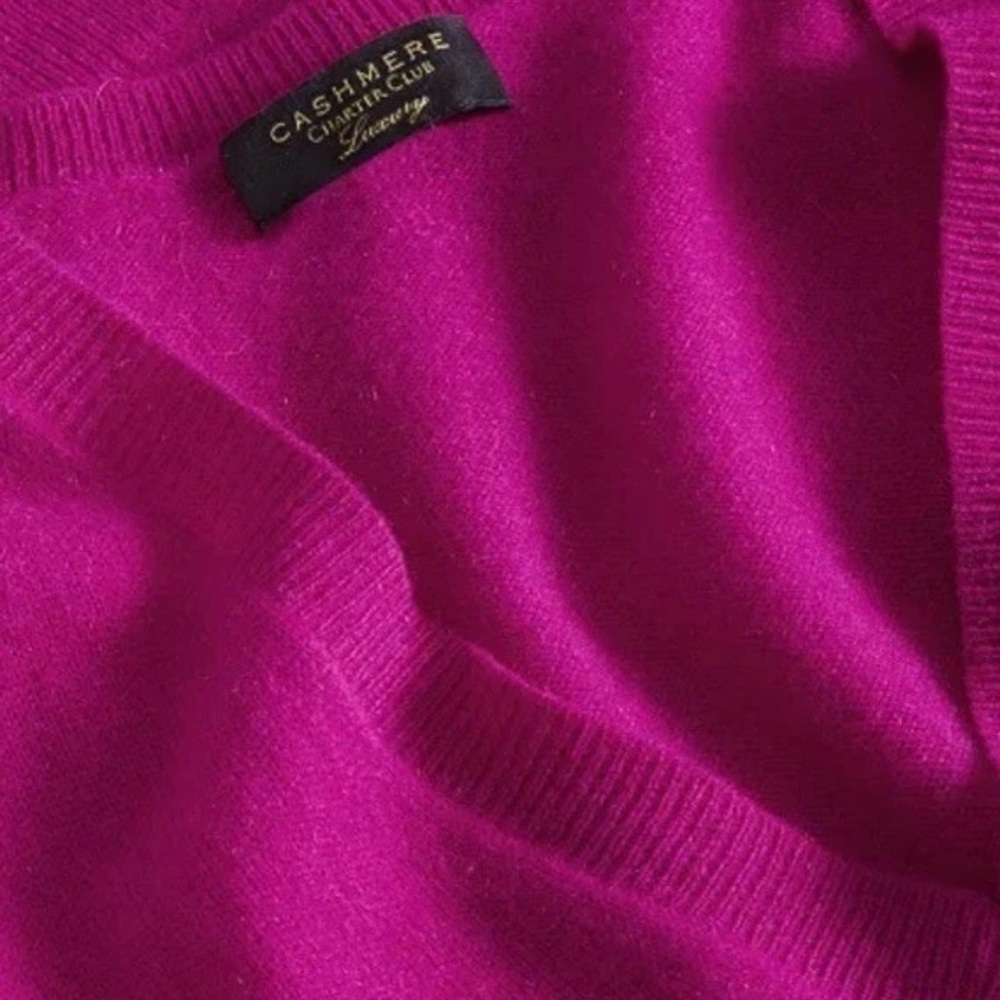 Charter Club V-Neck Sweater - Fuchsia - Picture 4 of 12
